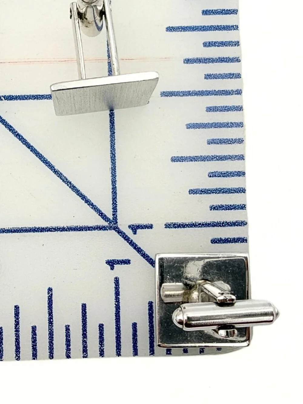 Dante Signed Minimalist MCM Brushed Square Silver Plated Brutalist Cufflinks
